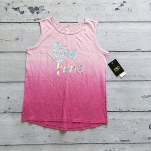 "Stay Fierce" girls tank top gradient white and pink new with tags Child Large